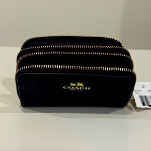Coach Black Leather Zip Wallet